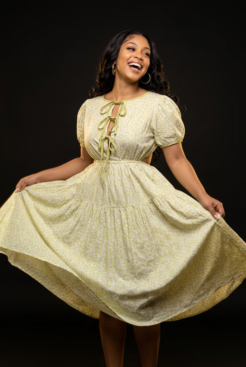 Pistachio Puff Sleeve Midi